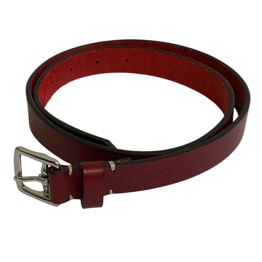 Coach Leather Belt Women Medium Burgundy Red 5866 Italy
